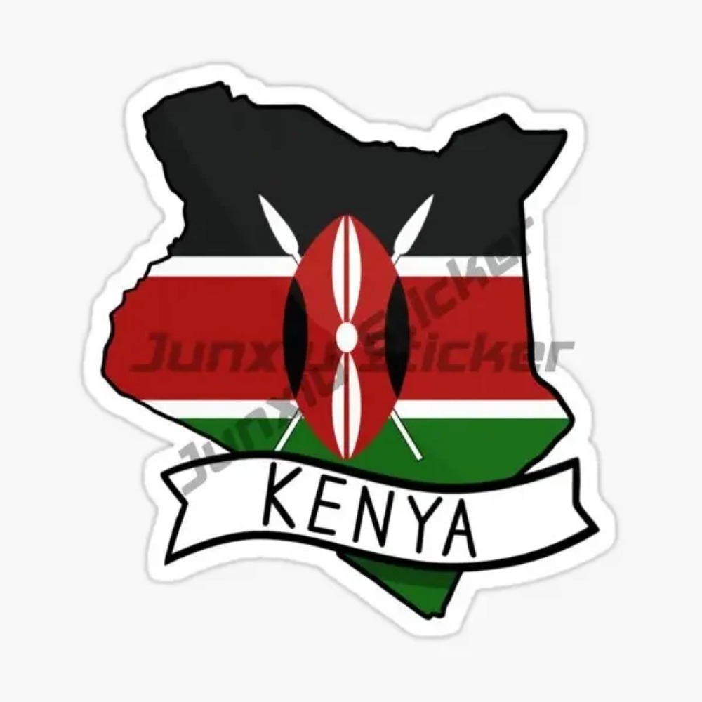 Laptop Accessories Kenya - Naklejka z flagą Kenii, mapą i
