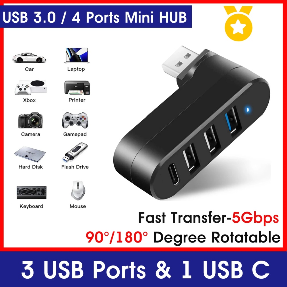 Laptop Accessories For Programmers - Mini Hub USB 3.0 z 4